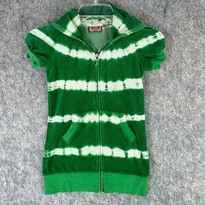 Juicy Girls Vintage Y2K Hoodie Short Sleeve Green Terrycloth Sz 7